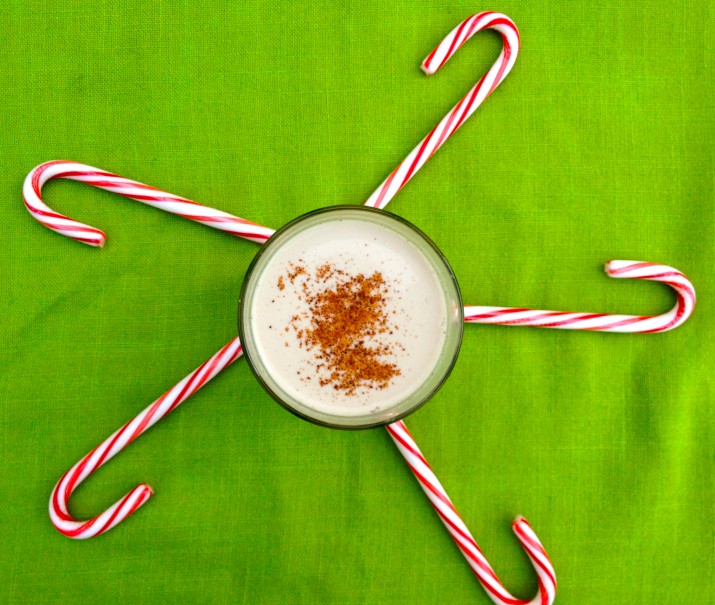 Eggnog with Radiating Candy Canes