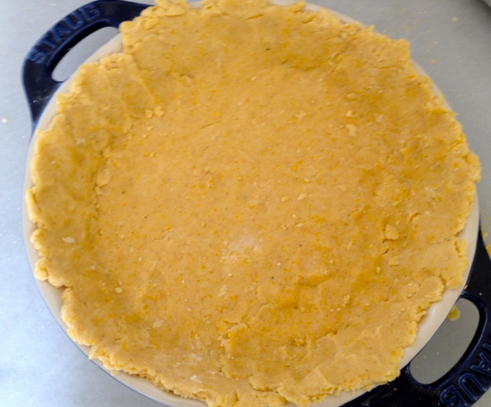 Vegan Cornmeal Crust in Pie Pan