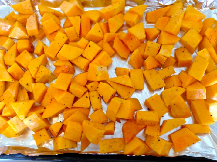 Uncooked Butternut Squash on Cookie Tray