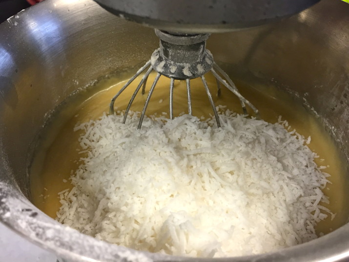 Mixing in Shredded Coconut